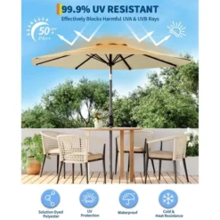 9FT Patio Umbrella Outdoor, Market Umbrella, Table Umbrella With Push Button Tilt And Crank, 8 Sturdy Ribs UV Protection Waterproof -Furniture GUEST 6131754e 610e 4138 bac6 19ec3dac03dc