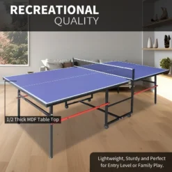 Portable Table Tennis Tables– Professional Outdoor Ping Pong Table Game, Foldable Ping Pong Game Set，with Net, 2 Paddles And 3 Balls, Playback Mode