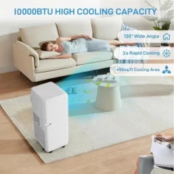 Portable Air Conditioner，10000 BTU AC Cooling For Room Spaces Up To 450sq.Ft, Quiet 4-IN-1 Portable Ac Unit With Dehumidifier Fan Function, Sleep Mode