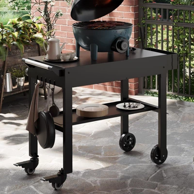 38 X 18 Inch Outdoor Grill Table With Wheels, BBQ Cart For Blackstone Griddle & Weber, Portable Kitchen Prep Station For Camping, Foldable Design 7 38 X 18 Inch Outdoor Grill Table With Wheels, BBQ Cart For Blackstone Griddle & Weber, Portable Kitchen Prep Station For Camping, Foldable Design - Image 5