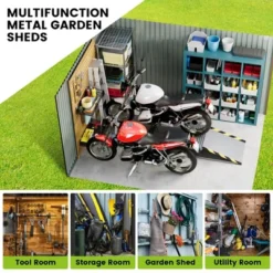 Metal Garden Shed,Outdoor Storage Shed, Outdoor Metal Utility Tool Storage Shed With Door Lock, Waterproof Roofs, For Garden Patio,Brown 14 Metal Garden Shed,Outdoor Storage Shed, Outdoor Metal Utility Tool Storage Shed With Door Lock, Waterproof Roofs, For Garden Patio,Brown -Furniture GUEST 61c7aaf3 4109 4f94 ac94 a3b0baf82011