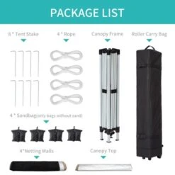 Pop Up Canopy Tent, Portable Easy Up Outdoor Screen Shelter With Mosquito Netting, Patented One Push Immediate Sun Shade With Wheeled Bag -Furniture GUEST 621047db d542 4717 8a0a 15168392f1cc