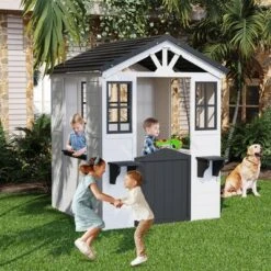 Wooden Play House For Kids, Wooden Play House Outdoor Cottage, Cedar Woodens Kids Playhouse Cottage, Toddler Outdoor Playhouse Vinyl Roof With Kitchen -Furniture GUEST 62c08899 2f95 4146 80e0 b32397dc3818