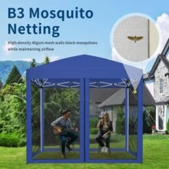 Instant Pop-Up Canopy Tent With Removable Mosquito Netting & 2 Zipper Doors, Portable Outdoor Shelter - Includes Wheeled Carry Bag