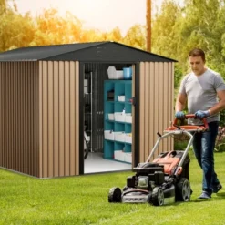 Metal Garden Shed,Outdoor Storage Shed, Outdoor Metal Utility Tool Storage Shed With Door Lock, Waterproof Roofs, For Garden Patio,Brown 16 Metal Garden Shed,Outdoor Storage Shed, Outdoor Metal Utility Tool Storage Shed With Door Lock, Waterproof Roofs, For Garden Patio,Brown -Furniture GUEST 62db4d22 d7d5 4556 986d 03c5d96a2752