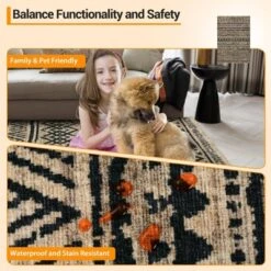 5x7 Washable Rugs Non Slip - Boho Geometric Area Rug For Living Room, Bedroom (Neutral) -Furniture GUEST 6344dac8 e966 4efe 86c3 0eae59c1b68d