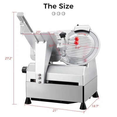Electric Slicer - 10'' Commercial/Home Use, 800W Powerful Motor, 0-0.67'' Adjustable Thickness, Stainless Steel Blade With Auto Sharpener 6 Electric Slicer - 10'' Commercial/Home Use, 800W Powerful Motor, 0-0.67'' Adjustable Thickness, Stainless Steel Blade With Auto Sharpener - Image 4