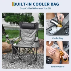 Oversized Padded Camping Chairs, Hevy Duty Folding Camp Chair - Comfortable Camping Chair With High Back & Pillow, 1 Pack -Furniture GUEST 6429d15b 0229 494d b02c e6d810f13ad9