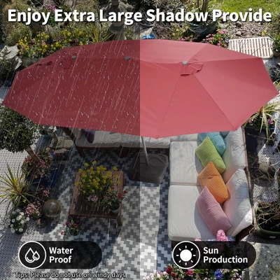 15FT Extra Large Rectangular Patio Umbrella, Outdoor Double Sided Rectangular Market Umbrella With Stand, With Base, Heavy Duty Cantilever Design 8 15FT Extra Large Rectangular Patio Umbrella, Outdoor Double Sided Rectangular Market Umbrella With Stand, With Base, Heavy Duty Cantilever Design - Image 6