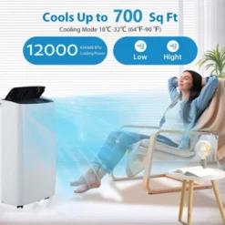 Air Conditioner,12000BTU Portable Air Conditioner With Dehumidifier And Fan Modes, Cools Room Up To 700 Sq.Ft, Room Floor AC Unit