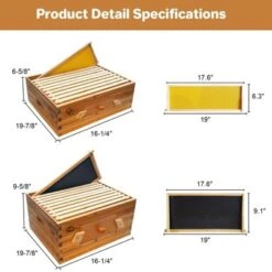 10-Frame Langstroth Bee Hive Coated With Beeswax, Complete Beehive Starter Kit With 2 Deep & 1 Medium Boxes -Furniture GUEST 64f10d51 8b0c 440d 94b2 4e4a909dbe50