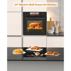 TROPOW 24" Built-In Electric Single Wall Oven - 2.5 Cu. Ft Convection Oven With 8 Cooking Modes