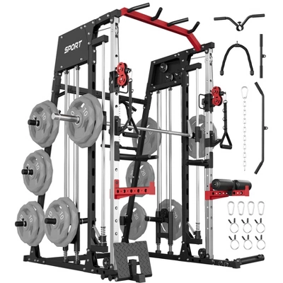 Home Gym, Power Cage 2200LBS All-in-One - Smith Bar, Dual Pulley System, LAT Pull-Down, Cable Station Strength Training Equipment 11 Home Gym, Power Cage 2200LBS All-in-One - Smith Bar, Dual Pulley System, LAT Pull-Down, Cable Station Strength Training Equipment - Image 9