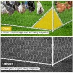 Chicken Coop, Chicken Run - Large Metal Walk-in Dome Cage With 4 Corner Reinforcement, Pet Playpen For 15-21 Chickens, Hens, Ducks, Rabbits (Silver) -Furniture GUEST 66be3219 30cd 4cbd 861f 00c44f7de2d4