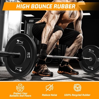 Weight Plates Set, 2-Inch Universal Fit, Bumper Plates With Steel Insert For Strength Training, Rubber Weight Plates For Barbell Home Gym 5 Weight Plates Set, 2-Inch Universal Fit, Bumper Plates With Steel Insert For Strength Training, Rubber Weight Plates For Barbell Home Gym - Image 3