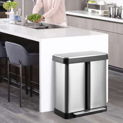 19 Gal Dual Trash Can, 36L+36L Stainless Steel Garbage Can With Soft Close Lid & 2 Compartments, Odor-Proof, Fingerprint Resistant 10 19 Gal Dual Trash Can, 36L+36L Stainless Steel Garbage Can With Soft Close Lid & 2 Compartments, Odor-Proof, Fingerprint Resistant - Image 8
