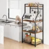 Kitchen Bakers Rack, Microwave Oven Stand With Large Wire Basket, Industrial Coffee Bar Station, 4-Tier Kitchen Utility Storage Shelf With 8 Hooks -Furniture GUEST 67f05227 01b7 46a6 a4ce dd17160ac817