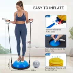 23in Balance Ball, 1600 Lbs Half Exercise Ball With Nonslip Base, Inflatable Half Ball Balance Trainer, Stability Half Yoga Ball Strength Training -Furniture GUEST 67f81995 7d8d 4c7b 9969 1e22f463d467