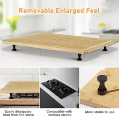 Bamboo Cutting Board Stovetop Cover, Extra Large Noodle Board With 4 Removable Feet, Juice Groove, Wooden Stove Top Covers -Furniture GUEST 683b33d2 ebd2 4f83 94b8 927a27d9ee96