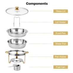 MilleLoom Chafing Dish Buffet Set , 5QT Food Servers And Warmers Stainless Steel Round Chafing Dishes With Glass Lid & Lid Holder For Parties -Furniture GUEST 68ab6f0e 8267 4de1 a72c 6895b02df31b