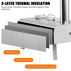 Portable Pizza Oven Outdoor, 12" Wood Pellet Pizza Ovens With Pizza Stone & Storage Bag & Pizza Peel, Stainless Steel Pizza Maker Grill -Furniture GUEST 69566bd7 5079 4250 9628 1817da075465