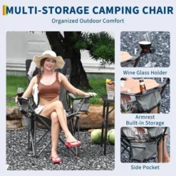 Oversized Padded Camping Chairs, Hevy Duty Folding Camp Chair - Comfortable Camping Chair With High Back & Pillow, 1 Pack -Furniture GUEST 6967ccf6 9585 467e b5a2 83b31f785a3b