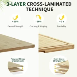 Extra Large Bamboo Cutting Board, Reversible Curved Butcher Block With Deep Juice Groove, Kitchen Chopping Board And Serving Tray -Furniture GUEST 696d4091 ef88 4379 a122 5b5445bbc3fd