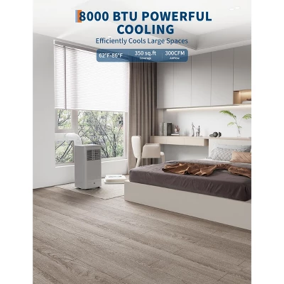 8000 BTU Portable Air Conditioner - Portable AC Unit For Bedroom Up To 350 Sq. Ft, Cooling, Fan & Dehumidifier, Floor Standing,Black&Grey Top Cover 3 8000 BTU Portable Air Conditioner - Portable AC Unit For Bedroom Up To 350 Sq. Ft, Cooling, Fan & Dehumidifier, Floor Standing,Black&Grey Top Cover