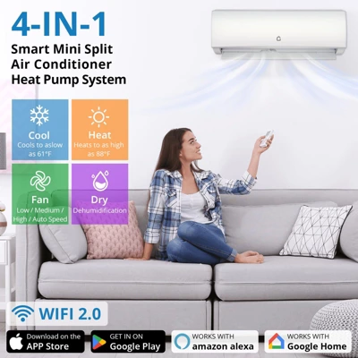 12,000 BTU Ductless Mini Split AC System, 20 SEER2 R45 Series Wifi Enabled Ductless AC Cool Up To 750 Sq. Ft, Complete Installation Kit, 208V/230V 5 12,000 BTU Ductless Mini Split AC System, 20 SEER2 R45 Series Wifi Enabled Ductless AC Cool Up To 750 Sq. Ft, Complete Installation Kit, 208V/230V - Image 3