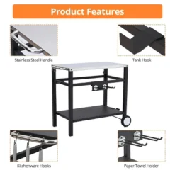 Portable Stainless Steel Outdoor Grill Cart Featuring A Double Shelf, Equipped With Gas Tank Hooks 12 Portable Stainless Steel Outdoor Grill Cart Featuring A Double Shelf, Equipped With Gas Tank Hooks -Furniture GUEST 6bfbd2b4 ca2e 4662 af0d 79907edcf341