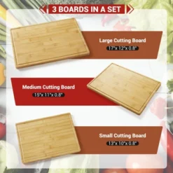 Bamboo Cutting Board Set Of 3, Kitchen Cutting Board Set With Holder, Chopping Board Set With Deep Juicy Groove And Back Inner Handles -Furniture GUEST 6c1d2b1c 11a9 43b5 a7c3 2da336eed41c