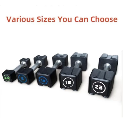 TROPOW Square Dumbbell (15KG/30LB/55LB) ¨C Black PU Coated Non-Slip Weight For Home Gym & Strength Training 4 TROPOW Square Dumbbell (15KG/30LB/55LB) ¨C Black PU Coated Non-Slip Weight For Home Gym & Strength Training - Image 2