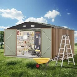 Storage Shed Outdoor With Floor Frame,Waterproof Metal Garden Sheds With Lockable Door Design And Sloping Roof,Outdoor Shed For Garden Backyard 15 Storage Shed Outdoor With Floor Frame,Waterproof Metal Garden Sheds With Lockable Door Design And Sloping Roof,Outdoor Shed For Garden Backyard -Furniture GUEST 6c641eaf 8b26 451f bc0c b7a0c9764af1