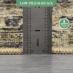 8x10 Rugs Washable Non-Slip - Vintage Floral Area Rug, Large Distressed Carpet, Soft Low Pile Machine Washable Rug (Green) -Furniture GUEST 6d178215 0292 4e2b 9769 e128a1b5fd60