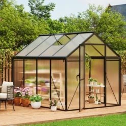 Greenhouse Outdoor - Polycarbonate Walk-in Garden Greenhouse With Roof Vent, Aluminum Frame & Lockable Door -Furniture GUEST 6db7fb17 da7c 4985 b48a e0bcaf82475a
