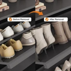 Shoe Cabinet, 3 Flip Drawers - Modern Entryway Shoe Storage Organizer, Narrow Wooden Rack With Adjustable Shelves, Space-Saving, Black -Furniture GUEST 6eac8bcd fcdd 437d b598 4aa7b32ac4dc