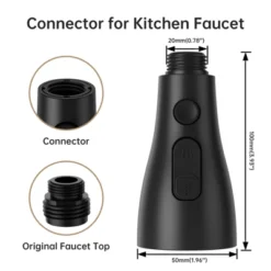 Pull Down Kitchen Faucet Sprayer Head Replacement With 3-Mode Functionality, 7 Universal Adapters, And Black Finish -Furniture GUEST 6fc2bf09 9161 4df1 8cde 2b9a00eb79f7