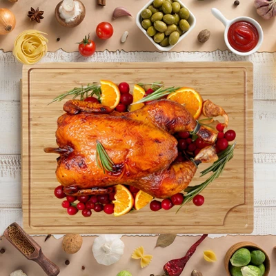 24 X 18 Inch Wooden Cutting Boards For Kitchen, 60 Cm Extra Large Bamboo Cutting Board With Juice Groove, 0.8" Thick Butcher Block For Meat Vegetables 3 24 X 18 Inch Wooden Cutting Boards For Kitchen, 60 Cm Extra Large Bamboo Cutting Board With Juice Groove, 0.8" Thick Butcher Block For Meat Vegetables