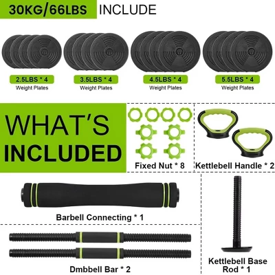 Adjustable Kettlebell Set, 4 In 1 Adjustable Dumbbell Set,44lbs/66lbs/88lbs Weight Set Used As Kettlebells, Barbell, Push Up Stand For Home Gym,Round 5 Adjustable Kettlebell Set, 4 In 1 Adjustable Dumbbell Set,44lbs/66lbs/88lbs Weight Set Used As Kettlebells, Barbell, Push Up Stand For Home Gym,Round - Image 3