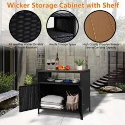 Outdoor Storage Cabinet With Doors - Weatherproof Rattan Patio Storage Box & Bar Table 13 Outdoor Storage Cabinet With Doors - Weatherproof Rattan Patio Storage Box & Bar Table -Furniture GUEST 70a5a19b b26c 4808 8112 3f9b1bfd211a