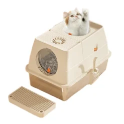 Stainless Steel Litter Box With Lid, Large Kitty Box, Enclosed Metal Litter Box With Removable Top & Litter Scoop, Tall Covered Dog Proof, 15.35'' -Furniture GUEST 7126aeef 5fe4 4da6 a425 1bcf7d0ee417