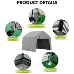 Portable Carport, Storage Shed With Heavy Duty Waterproof Tarp & 2 Roll-Up Zipper Doors, Ideal Tent For Motorcycles, Bikes, Garden Tools -Furniture GUEST 7139025e 2933 4ab7 8ec3 959ffb52606c