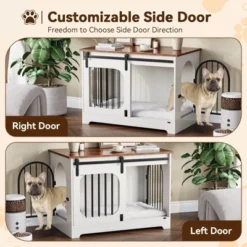 Dog Crate Furniture, 39.4" Dog Kennel For Dogs Up To 70 Lb, With Bed Mat, Heavy-Duty Dog Cage End Table, Three Doors Dog House, White/Brown 13 Dog Crate Furniture, 39.4" Dog Kennel For Dogs Up To 70 Lb, With Bed Mat, Heavy-Duty Dog Cage End Table, Three Doors Dog House, White/Brown -Furniture GUEST 718b0033 3fa2 4c52 83ce 180034397a09