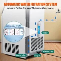 TROPOW Commercial Ice Maker Machine , Stainless Steel Undercounter & Freestanding Ice Maker With 24Lbs Storage, 2-Way Water Supply - For Bars, Silver -Furniture GUEST 7195d957 5934 4294 82ce 269436091d22