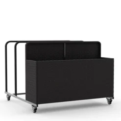 Outdoor Rattan Pool Caddy With Wheels, Outdoor Wicker Patio Poolside Float Storage, Pool Float Caddy For Floaties, Noodles, Life Vests, Toys,Black -Furniture GUEST 720fbdd0 6bf3 40a5 ae37 b526ba9f79bc