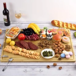 Large Bamboo Cutting Board, Wooden Cutting Board For Kitchen With Handles And Juice Groove, Chopping Board -Furniture GUEST 721c83b9 1ba2 4507 a7f6 c48fa1c08362