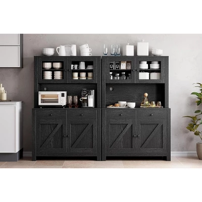 TROPOW Kitchen Pantry Cabinet With Microwave Stand, Freestanding Hutch Cabinet With Buffet Cupboard, Tall Kitchen Cabinets With Adjustable Shelves 5 TROPOW Kitchen Pantry Cabinet With Microwave Stand, Freestanding Hutch Cabinet With Buffet Cupboard, Tall Kitchen Cabinets With Adjustable Shelves - Image 3