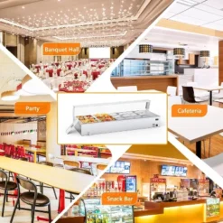 96QT Electric Commercial Food Warmer, 12x8QT Steam Table Stainless Steel Bain Marie Countertop W/Acrylic Shield Temperature Control & Lid For Buffet -Furniture GUEST 7250e82f 0a0f 439c 87df 5f7604c63745