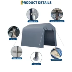 Motorcycle Shed, Outdoor Storage Tent - Durable Canopy With Roll-Up Ventilated Door & Windows For Bike -Furniture GUEST 72644f63 d082 48ac accb 2a964a980cd7