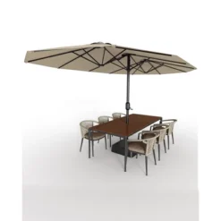 15FT Large Patio Umbrella With Lights, 36 Lights Double-Sided Patio Umbrella With Weighted Base For Poolside Garden Backyard 11 15FT Large Patio Umbrella With Lights, 36 Lights Double-Sided Patio Umbrella With Weighted Base For Poolside Garden Backyard -Furniture GUEST 72a6507f d1ef 46f2 a7c2 e66c73f2c65c